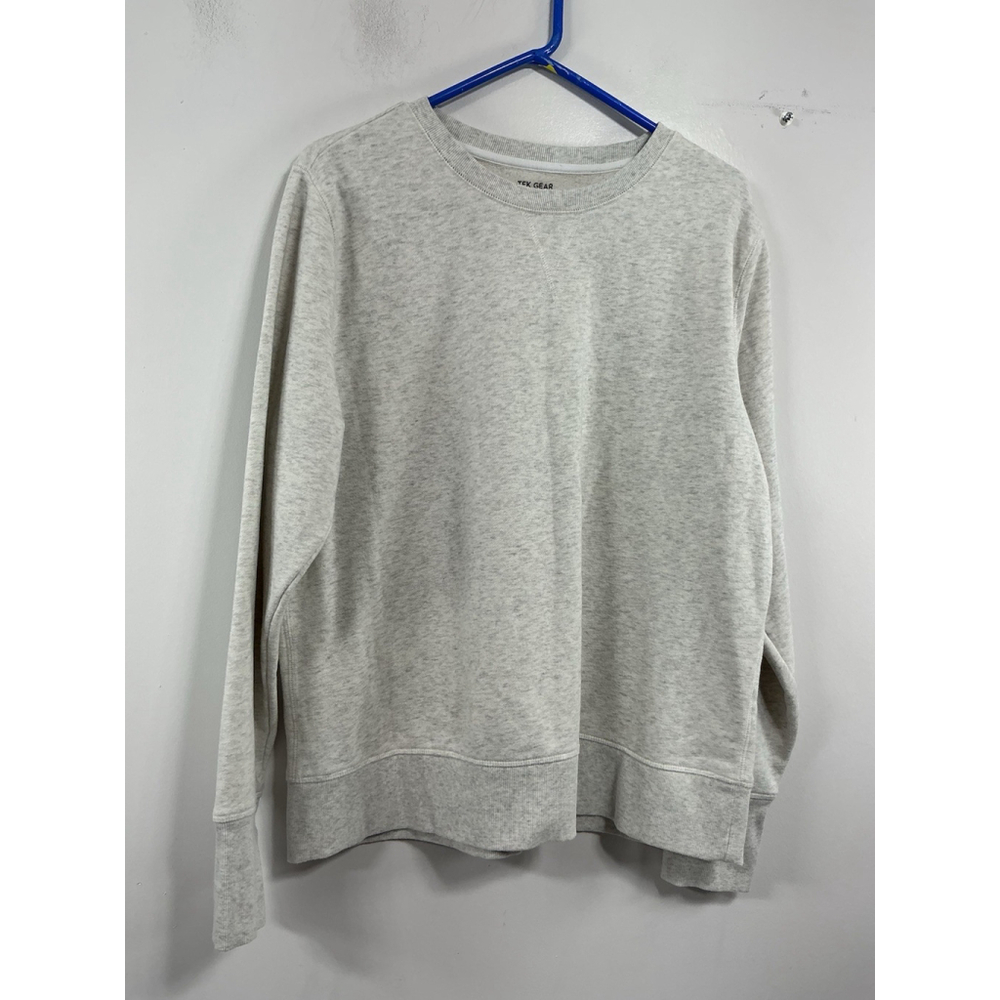 Womans Tek Gear Ultra Soft Pullover Fleece Sweatshirt XL Gray Crew Neck